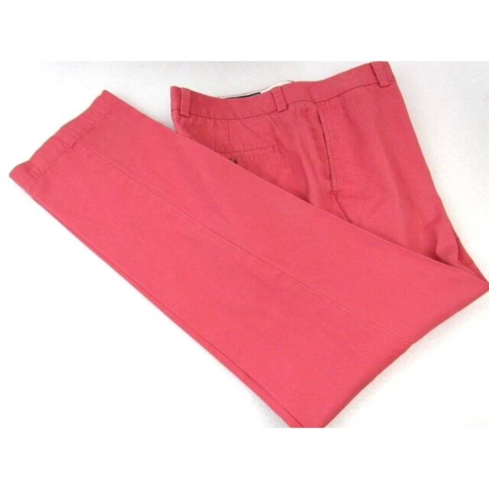 Vineyard Vines Sz 32 Salmon Pink Solid Flat Front Slim Cotton Dress Pants